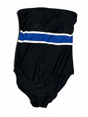 Women’s Y2K 2002 Merona Black Color Block One Piece Swimsuit Size Small